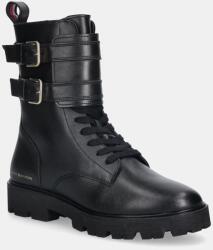 Tommy Hilfiger bőr csizma TH LTHR BIKER LACEUP - fekete Női 40