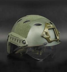 DRAGOWA Tactical Fast PJ taktikai sisak Bolt szemüveggel, olajzöld színű