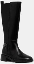 Tommy Hilfiger bőr csizma TH MINIMAL ABRASIVATO LONG BOOT fekete, magassarkú, FW0FW08979 - fekete Női 41