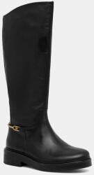 Tommy Hilfiger bőr csizma TH HORSEBIT RIDING LONG BOOT fekete, lapos talpú, FW0FW08863 - fekete Női 38