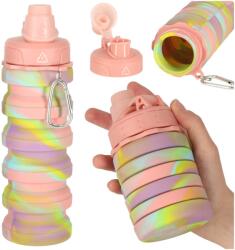 Inlea4Home Összecsukható szilikon vizes palack, kulacs 500 ml Inlea4Home - Szivárványszínű (IA-KX3070) - kertaktiv