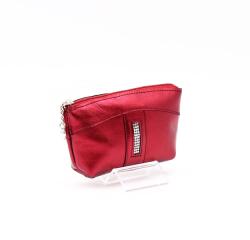 Amnisu metál bordó egy cipzáras egyenes köves bőr kulcstartó e5006