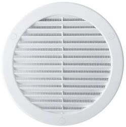  Awenta TRU14K kerek fali rács, rovarhálóval, fehér színben NA100, RÖVID CSONKKAL