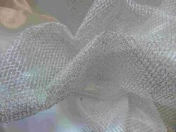  ezüst tüll dekoranyag (1, 5 m széles)