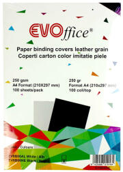 EVO Hátlap, A4, 250 g. bőrhatású 100 db/csomag, Evo fekete (EV8B06NE)