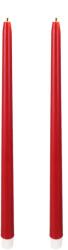  Led Kúpos Gyertya 2 Db 380 Mm Időzítővel És Távirányítóval, Piros