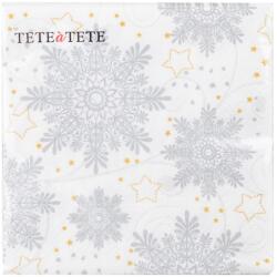  Szalvéták 20Ks Snowflakes Silver 33X33 Cm