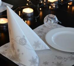 Mapelor mikrotextilhatású szalvéta 40x40 cm 25 lap/csomag Hópihe ezüst-fehér