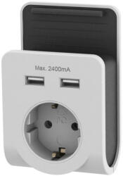 GAO Földelt köztes csatlakozó aljzat 2xUSB töltővel és mobilt tartóval (6005H)