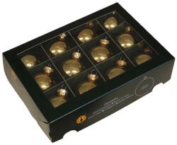  Üveg karácsonyfadísz gömb, arany színű fényes, 5, 7cm, 12db