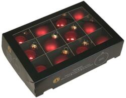  Üveg karácsonyfadísz gömb, piros színű matt és fényes, 5, 7cm, 12db