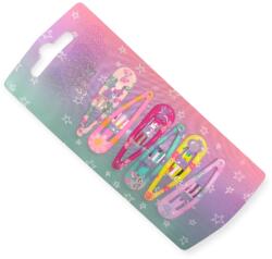 Pasztell színű fém hajcsat készlet gyerekeknek - virágos és állatmintás - 6 db (1239612)