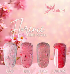  Liquid Polygel FLORANCE 4 darabos kollekció pumpás tégelyben, ajándék effect margarétával