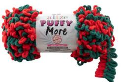 alize Puffy MORE 6292 - zöld, piros (kétoldalas kötésminta) (8382)