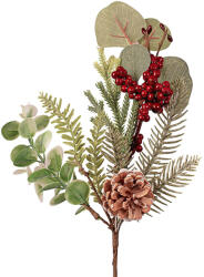 Valex Decor Téli ág fenyővel, eukaliptusszal, bogyókkal és tobozzal, 31cm magas (AF125-01)