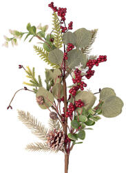 Valex Decor Téli ág fenyővel, eukaliptusszal, bogyókkal és tobozzal, 67cm magas (AF127-01)