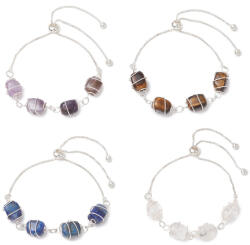  Ezüst Színű Tigrisszem Ásvány (K120) Csúszózáras Karkötő Csukló átmérő: ~2-8, 5cm