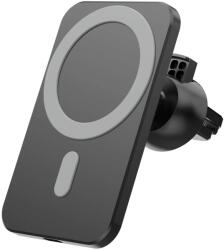 Ro Group Incarcator auto wireless magnetic cu incarcare rapida, 15W, rotire 360 grade, compatibil Iphone MagSafe, negru