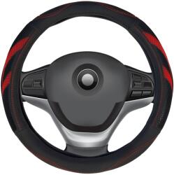 Siegbert Husa volan din piele sintetica Siegbert, microperforatii, neagra cu ornamente rosii
