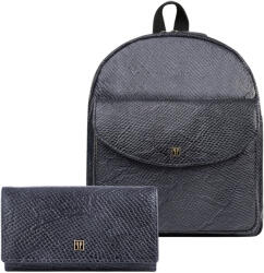 Paolo Peruzzi ajándékszett, női bőr pénztárca és női városi hátizsák | fekete