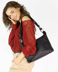 MAZZINI MARCO MAZZINI Luxus bőr válltáska | fekete