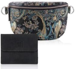 Paolo Peruzzi Női bőr deréktáska + pénztárca szett ZUP-61 | fekete