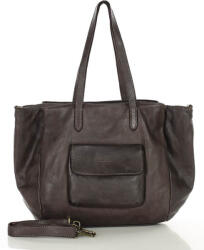 Marco Mazzini Női háromrekeszes bőr shopper táska | sötétbarna