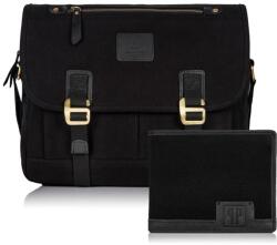 Paolo Peruzzi Férfi szett válltáska + pénztárca ZUP-17-BL | fekete