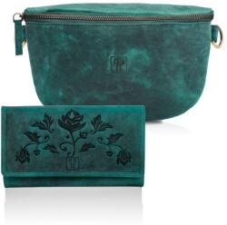 Paolo Peruzzi Női bőr deréktáska + pénztárca szett ZUP-56-GR | zöld