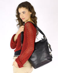 MAZZINI MARCO MAZZINI Bőrtáska széles pánttal Toszkánából | fekete