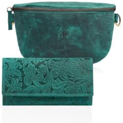Paolo Peruzzi Női bőr deréktáska + pénztárca szett ZUP-59-GR | zöld