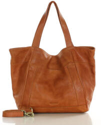 Marco Mazzini Nagy bőr bevásárlótáska zsebbel | barna teve