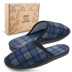 SLIPPERS Papucs Férfi kockás papucs, 44-es méret | kék