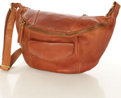 Marco Mazzini nagy női bőr válltáska zsebekkel | barna camel