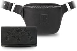 Paolo Peruzzi Női szett bőr pénztárca + deréktáska ZUP-106-HBL | fekete