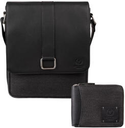 Paolo Peruzzi Férfi készlet, pénztárca AY-07-BL és férfi bőr válltáska | fekete