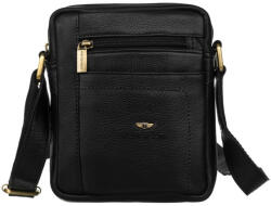 PETERSON Férfi bőr válltáska cipzárral | fekete