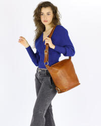 MAZZINI MARCO MAZZINI Bőr kézitáska széles pánttal Toszkánából | camel