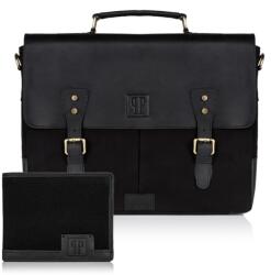 Paolo Peruzzi Férfi bőrtáska + pénztárca | fekete