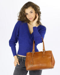 MAZZINI MARCO MAZZINI Prémium kétrekeszes bőr kézitáska | camel