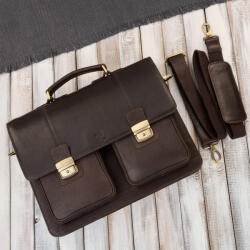 Paolo Peruzzi Férfi Bőr Utazó Aktatáska | Barna