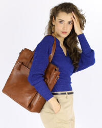 Marco Mazzini Handmade MARCO MAZZINI Luxus női bőr shopper, aktatáska | teve