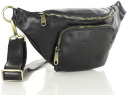 Marco Mazzini Handmade MARCO MAZZINI Bőr deréktáska Prémium pelle | fekete