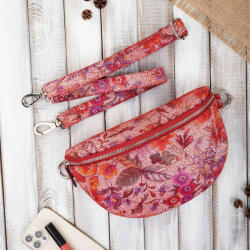 Paolo Peruzzi Női bőr deréktáska eredeti virágmintával | rózsaszín