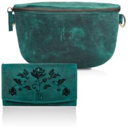 Paolo Peruzzi Női bőr deréktáska + pénztárca szett ZUP-55-GR | zöld
