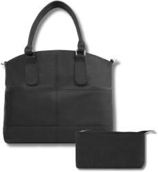 ABRUZZO Ajándékkészlet, női bőr kézitáska és bőr kozmetikai táska | fekete