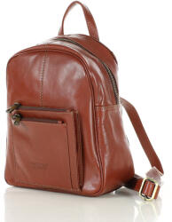 Marco Mazzini Kis női bőr hátizsák zsebekkel | barna whisky