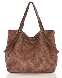 Marco Mazzini nagy kötött bőr shopper táska | barna