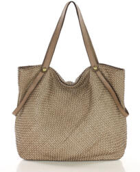 Marco Mazzini nagy kötött bőr shopper táska | bézs