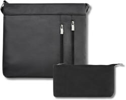 ABRUZZO női bőr ajándék szett Crossbody kézitáska és bőr kozmetikai táska | fekete